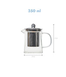 Kompaktowy, minimalistyczny dzbanek do herbaty, szkło, wyjmowany filtr ze stali nierdzewnej, 350 ml
