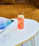 Zestaw 2 szklanek Ice Latte Natural, bambusowa pokrywka, szklana słomka