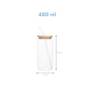 Zestaw 2 szklanek Ice Latte Natural, bambusowa pokrywka, szklana słomka