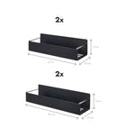 Zestaw 4 magnetycznych półek do przechowywania, metalowe, czarne
